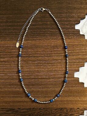Handmade Rio Azul Stainless Steel Western Pearl Necklace 18 inch